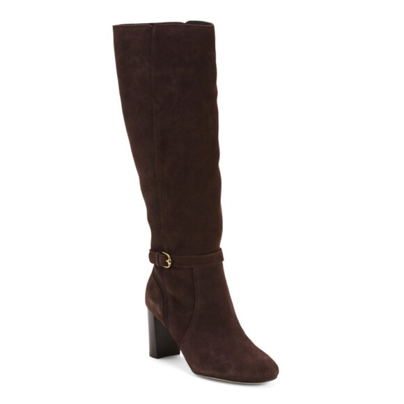 COLE HAAN Dark Chocolate Suede Glendale Tall Boots - Picture 1 of 2